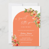 甘い小さな桃の赤ちゃんシャワー明るいアーチ 招待状 (正面)