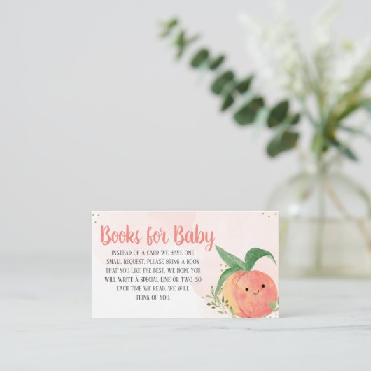 甘い小さな桃の赤ちゃんシャワー本ベビー エンクロージャーカード (スタンド正面)
