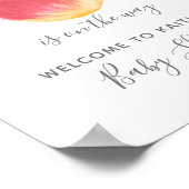 甘い小さな桃の赤ちゃんシャワー歓迎サイン ポスター (角)