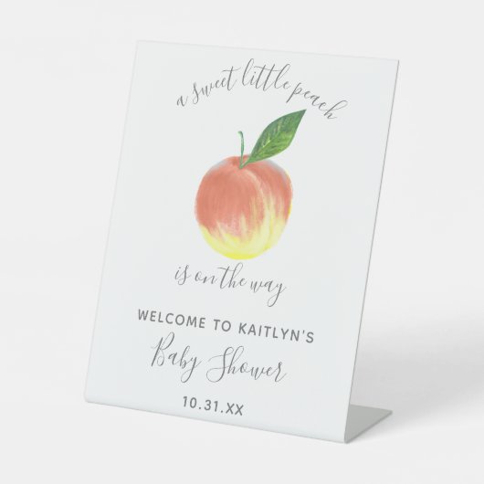 甘い小さな桃の赤ちゃんシャワー歓迎サイン 台座サイン (正面)