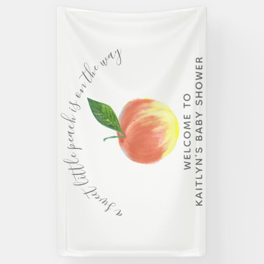 甘い小さな桃の赤ちゃんシャワー歓迎サイン 横断幕 (縦)
