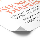 甘い小さな桃の赤ちゃんシャワー深夜おむつ ポスター (角)