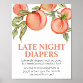 甘い小さな桃の赤ちゃんシャワー深夜おむつ ポスター (正面)