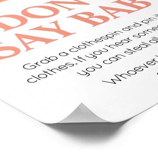 甘い小さな桃の赤ちゃんシャワー言わないベビー ポスター (角)