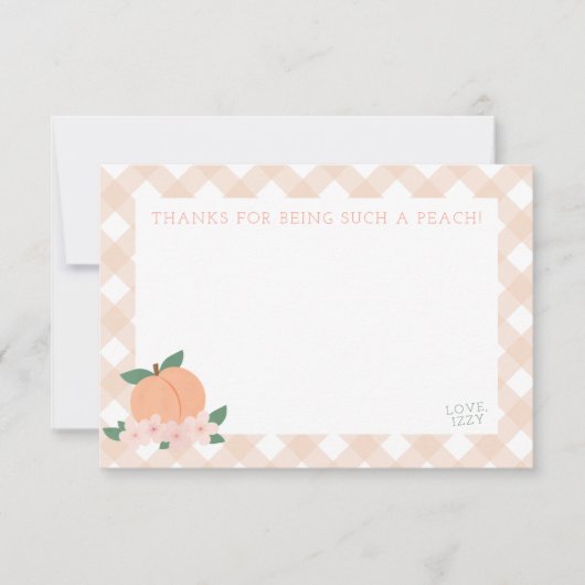 甘い小さな桃の赤ちゃんシャワー サンキューカード (正面)