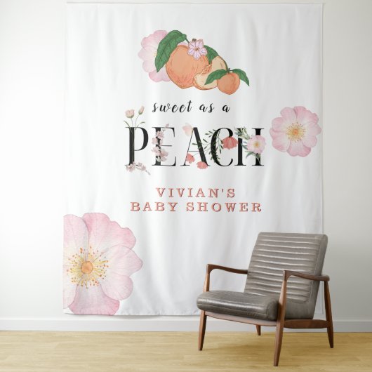 甘い小さな桃の赤ちゃんシャワー タペストリー (インサイチュ)