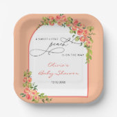 甘い小さな桃の赤ちゃんシャワー ペーパープレート (正面)