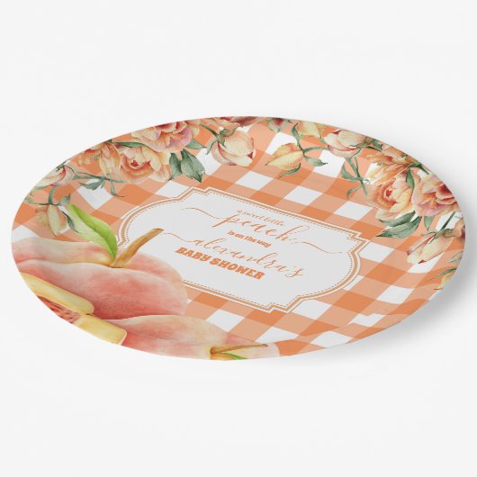 甘い小さな桃の赤ちゃんシャワー ペーパープレート (アングル)