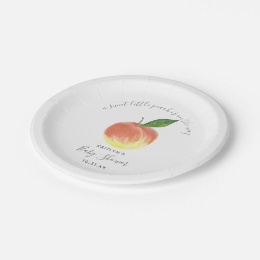 甘い小さな桃の赤ちゃんシャワー ペーパープレート (アングル)