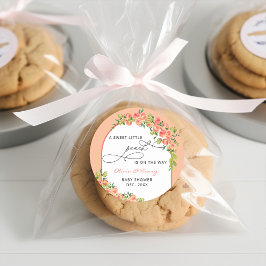 甘い小さな桃の赤ちゃんシャワー ラウンドシール