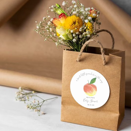 甘い小さな桃の赤ちゃんシャワー ラウンドシール