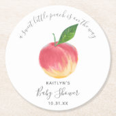 甘い小さな桃の赤ちゃんシャワー ラウンドペーパーコースター (正面)