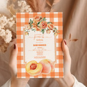 甘い小さな桃の赤ちゃんシャワー 招待状