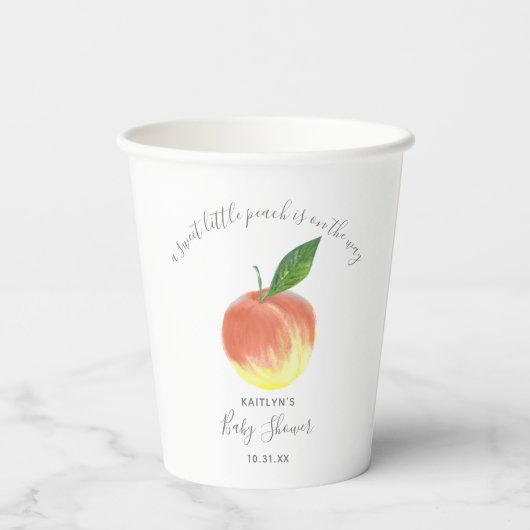 甘い小さな桃の赤ちゃんシャワー 紙コップ (裏面)