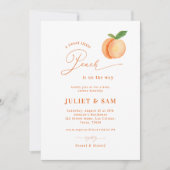 甘い小さな桃の赤男女兼用ちゃんシャワー 招待状 (正面)