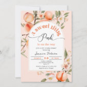 甘い小さな桃の途中で赤ちゃんシャワー 招待状 (正面)