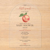 甘い小さな桃の途中の赤ちゃんシャワー アクリル招待状 (正面)