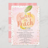 甘い小さな桃ピンクの赤ちゃんシャワーbyメール 招待状 (正面/裏面)