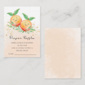 甘い小さな桃ベビーシャワーおむつラッフル エンクロージャーカード (正面/裏面)