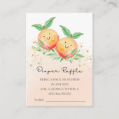 甘い小さな桃ベビーシャワーおむつラッフル エンクロージャーカード (正面)