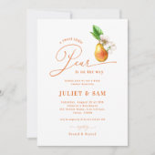 甘い小さな梨の赤男女兼用ちゃんシャワー 招待状