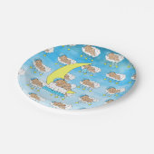 甘い小さな民族ベビーが月に眠る ペーパープレート (アングル)