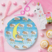 甘い小さな民族ベビーが月に眠る ペーパープレート (パーティー)