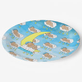 甘い小さな民族ベビーが月に眠る ペーパープレート (アングル)