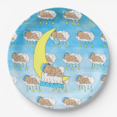 甘い小さな民族ベビーが月に眠る ペーパープレート (正面)