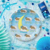 甘い小さな民族ベビーが月に眠る ペーパープレート (パーティー)