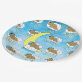 甘い小さな民族ベビーが月に眠る ペーパープレート (アングル)