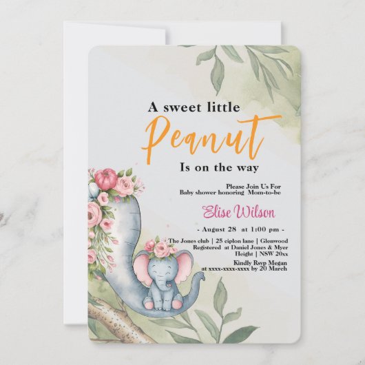 甘い小さな落花生が道を進んでいる 招待状 (正面)