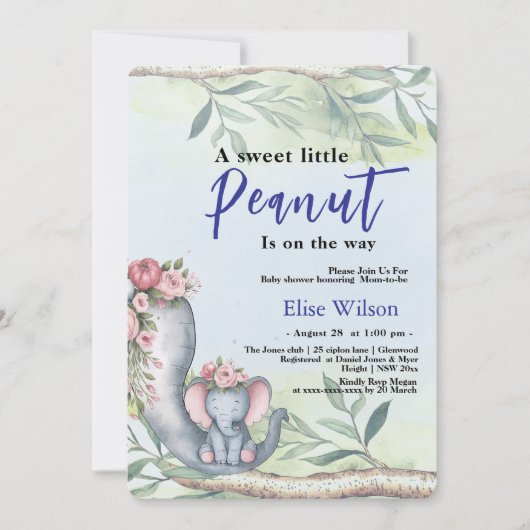 甘い小さな落花生が道を進んでいる 招待状 (正面)