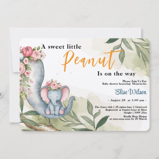 甘い小さな落花生が道を進んでいる 招待状 (正面)