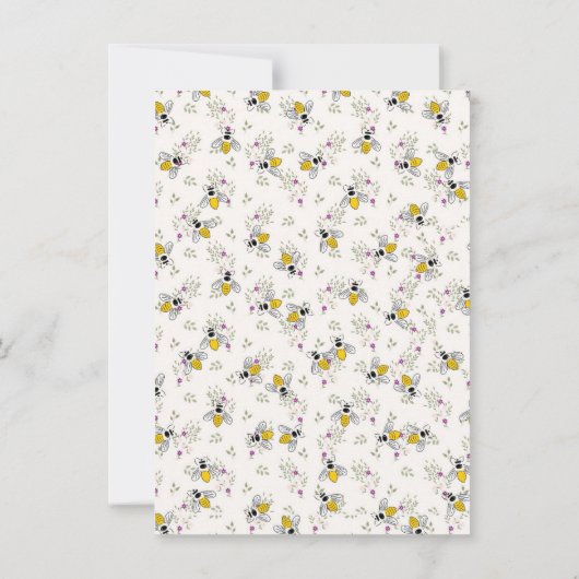 甘い小さな蜂蜜が赤ちゃんのシャワーの途中にある 招待状 (裏面)