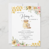 甘い小さな蜂蜜のフローラの誕生日 招待状 (正面)