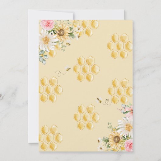 甘い小さな蜂蜜のフローラの誕生日 招待状 (裏面)