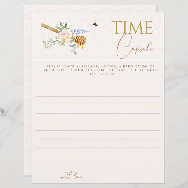 甘い小さな蜂蜜の赤ちゃんシャワータイムカプセル (正面/裏面)