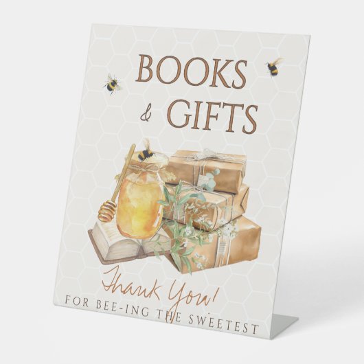 甘い小さな蜂蜜の赤ちゃんシャワー本の贈り物 台座サイン (正面)