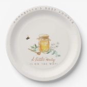 甘い小さな蜂蜜の赤ちゃんシャワー歓迎サイン ペーパープレート (正面)