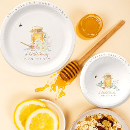 甘い小さな蜂蜜の赤ちゃんシャワー歓迎サイン ペーパープレート