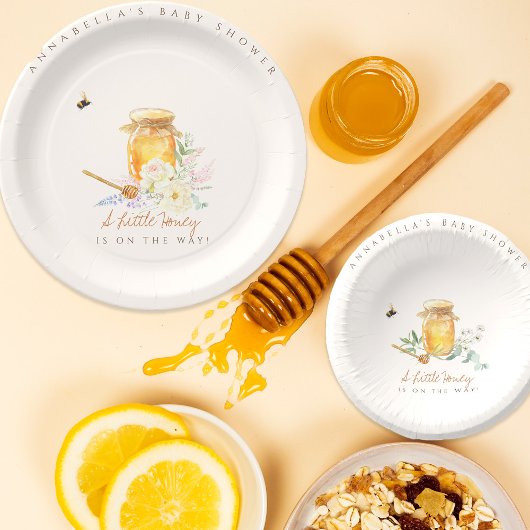 甘い小さな蜂蜜の赤ちゃんシャワー歓迎サイン ペーパープレート