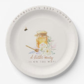 甘い小さな蜂蜜の赤ちゃんシャワー歓迎サイン ペーパープレート (正面)