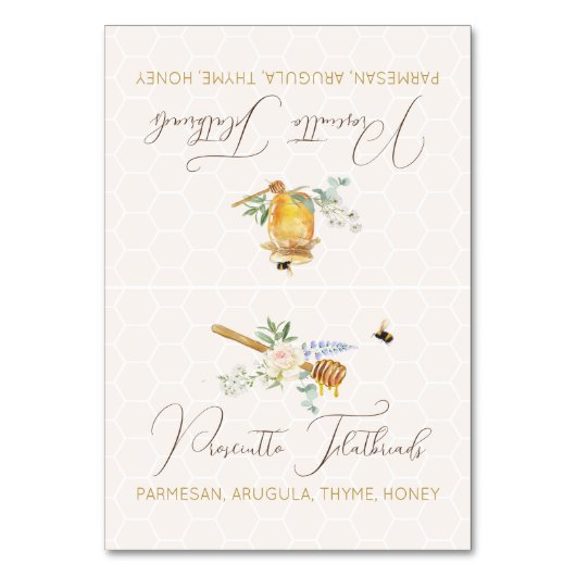 甘い小さな蜂蜜の赤ちゃんシャワー食品ラベルカード テーブルナンバー (正面)