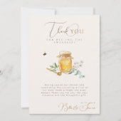 甘い小さな蜂蜜の赤ちゃんシャワー サンキューカード (正面)