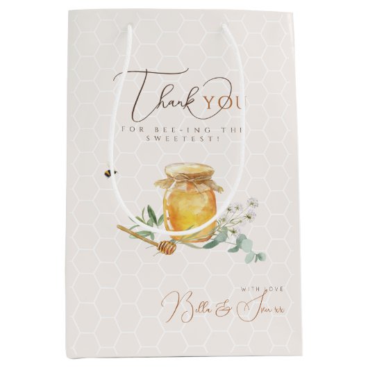甘い小さな蜂蜜の赤ちゃんシャワー ミディアムペーパーバッグ (正面)