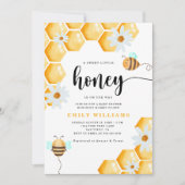 甘い小さな蜂蜜の赤ちゃんシャワー 招待状 (正面)