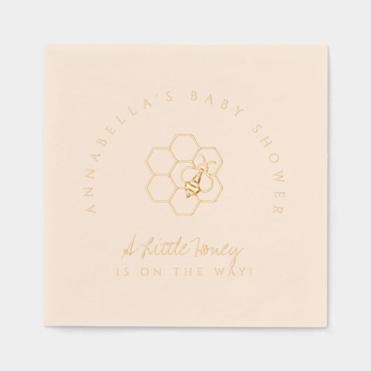 甘い小さな蜂蜜の赤ちゃんシャワー 箔ナプキン (正面)
