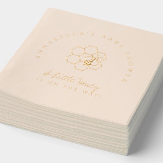 甘い小さな蜂蜜の赤ちゃんシャワー 箔ナプキン (詳細)