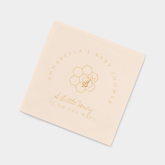 甘い小さな蜂蜜の赤ちゃんシャワー 箔ナプキン (左)
